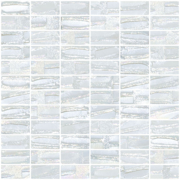 1x2 Inch Pearl White Textured Recycled Glass Subway Tile