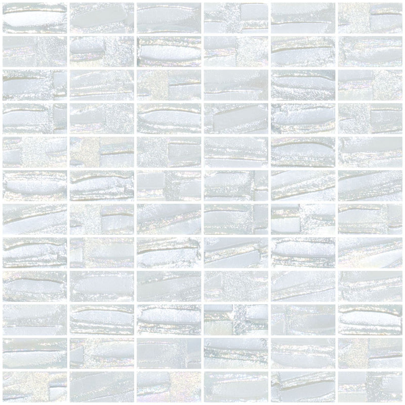 1x2 Inch Pearl White Textured Recycled Glass Subway Tile