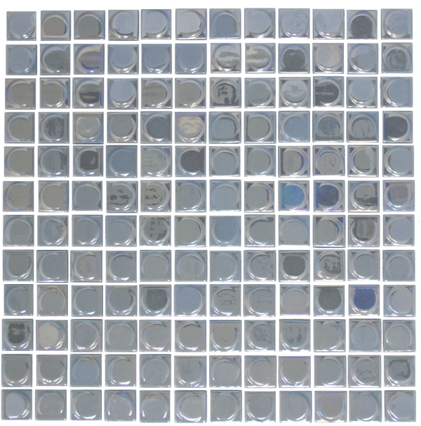 Iridescent Silver Raised Disc Recycled Glass Tile
