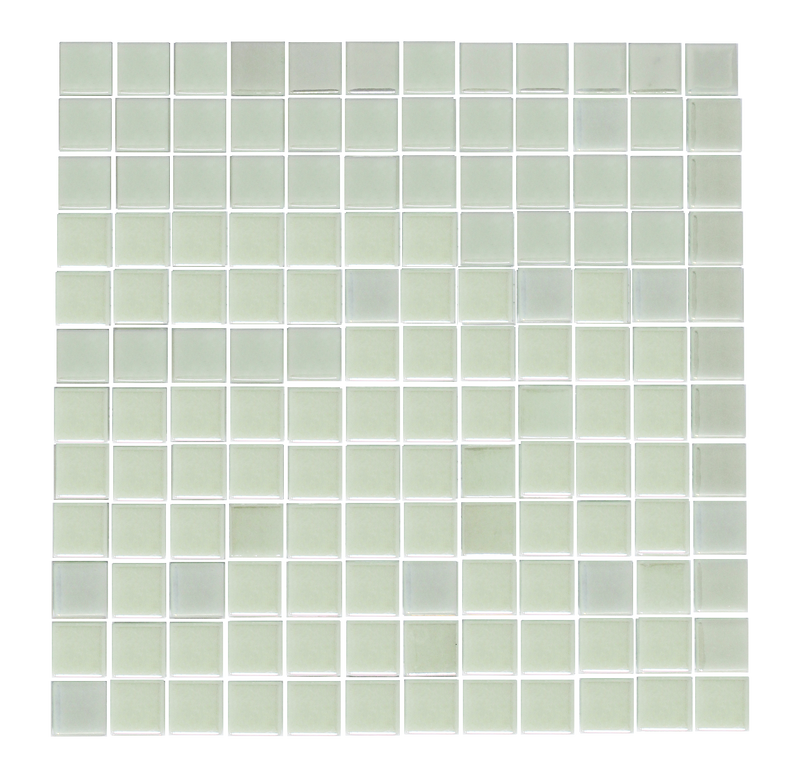1 Inch Iridescent White Glow in the Dark Recycled Glass Tile - Glow Blue