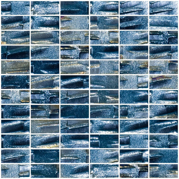 1x2 Inch Industrial Blue Textured Recycled Glass Subway Tile
