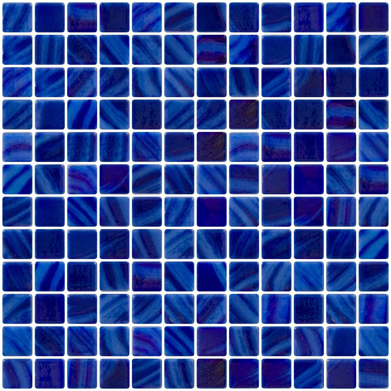 1 Inch Dark Periwinkle Blue Iridescent Recycled Glass Tile