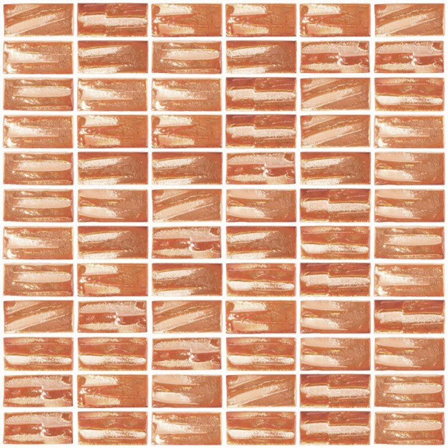 1x2 Inch Citrine Orange Textured Recycled Glass Subway Tile