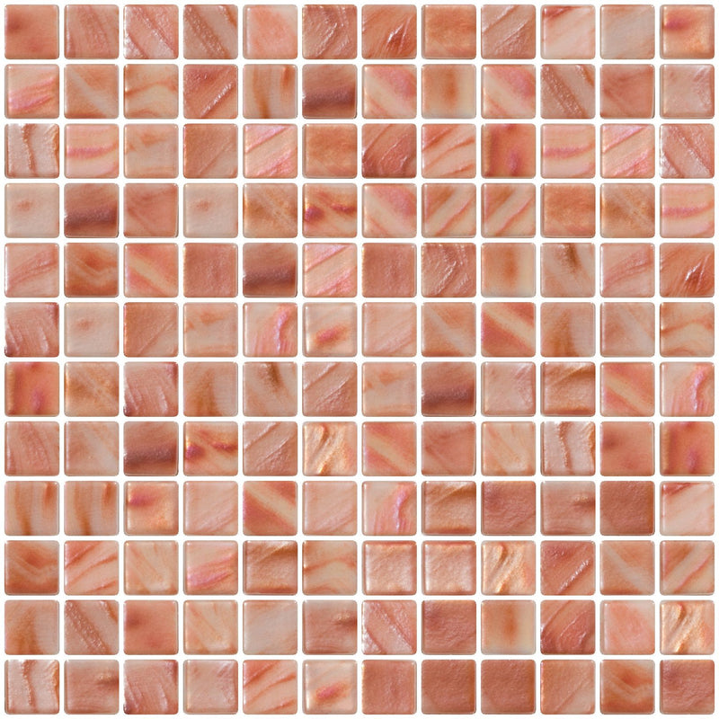 1 Inch Dusty Rose Pink Iridescent Recycled Glass Tile