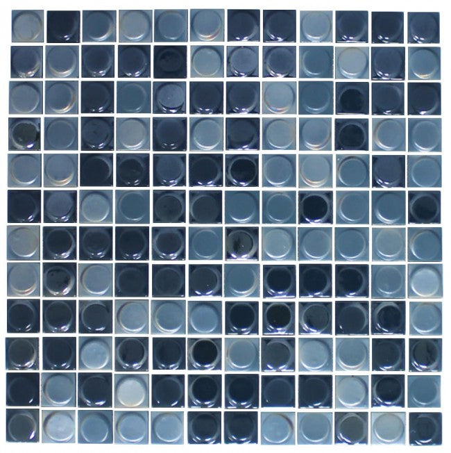 Mixed Blue Iridescent Raised Disc Recycled Glass Tile