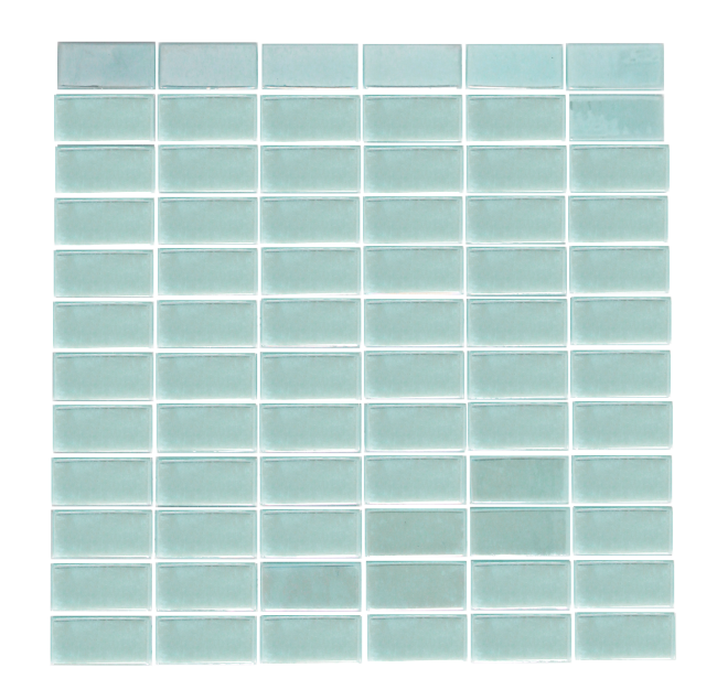 1 x 2-Inch Sky Blue Glow In The Dark Recycled Glass Tile