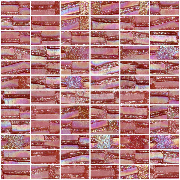 1x2 Inch Ruby Red Textured Recycled Glass Subway Tile