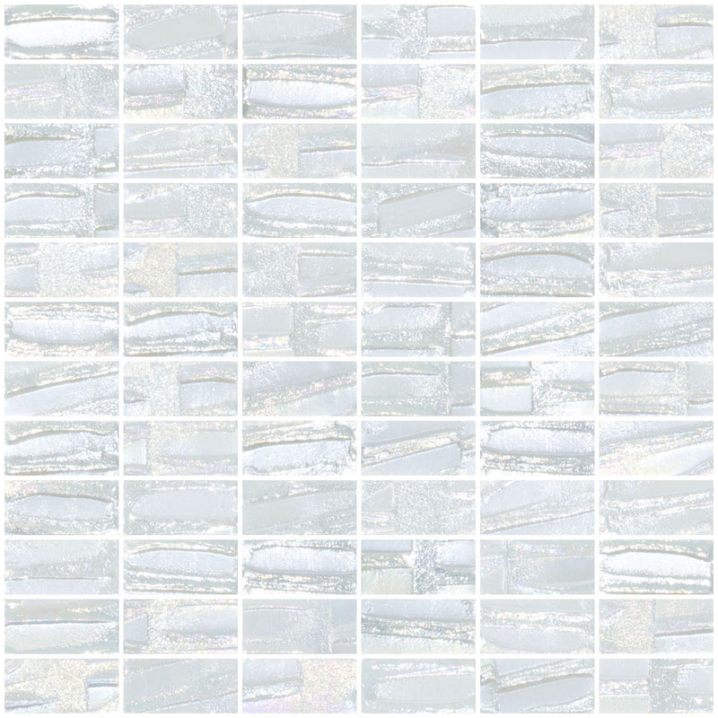 1x2 Inch Pearl White Textured Recycled Glass Subway Tile
