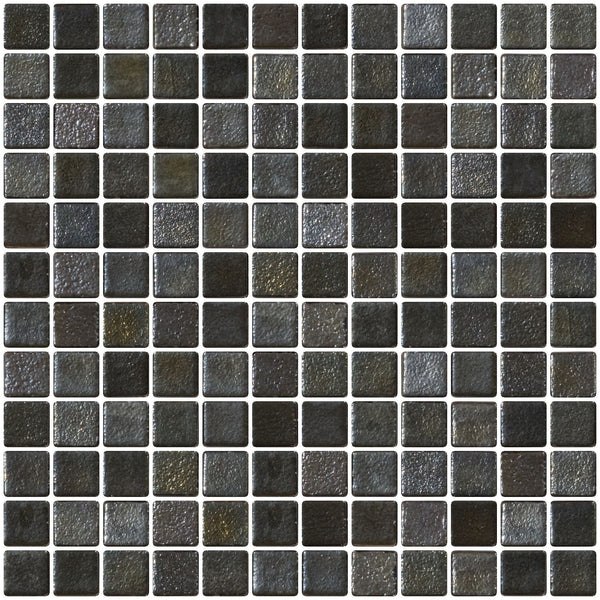 1 Inch Gunmetal Gray Iridescent Recycled Glass Tile