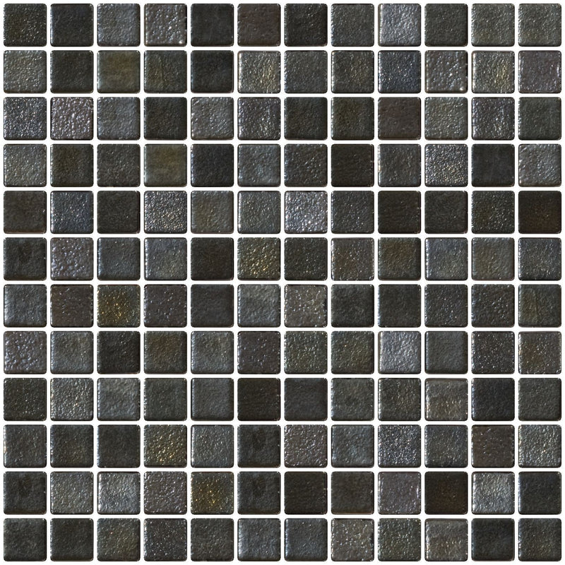 1 Inch Gunmetal Gray Iridescent Recycled Glass Tile