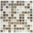 Mixed Brown and White Iridescent Raised Disc Recycled Glass Tile