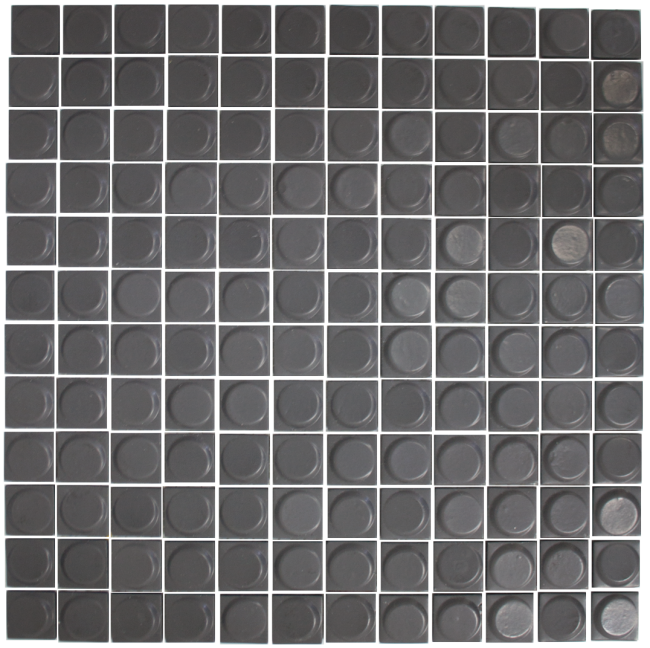 Matte Black Raised Disc Recycled Glass Tile