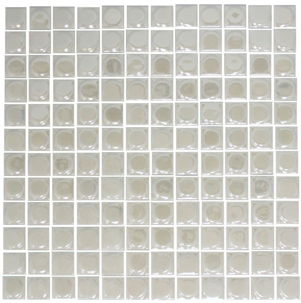 Iridescent White Raised Disc Recycled Glass Tile