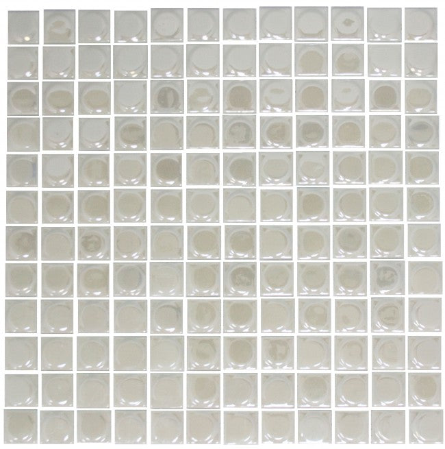 Iridescent White Raised Disc Recycled Glass Tile