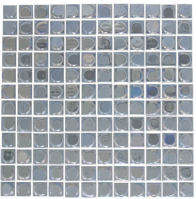 Iridescent Silver Raised Disc Recycled Glass Tile