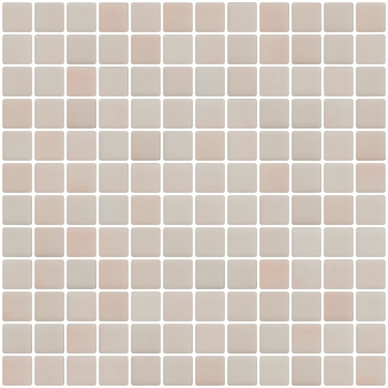 1 Inch Blush Pink Dapple on White Recycled Glass Tile