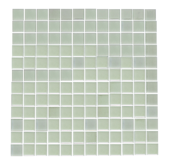 1 Inch Iridescent White Glow in the Dark Recycled Glass Tile - Glow Green