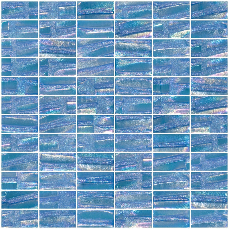 1x2 Inch Atmospheric Blue Textured Recycled Glass Subway Tile