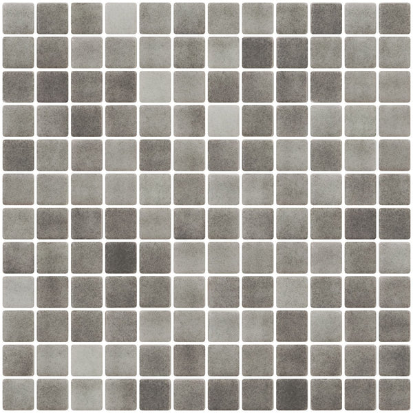 1 Inch Smoke Gray Dapple on White Recycled Glass Tile
