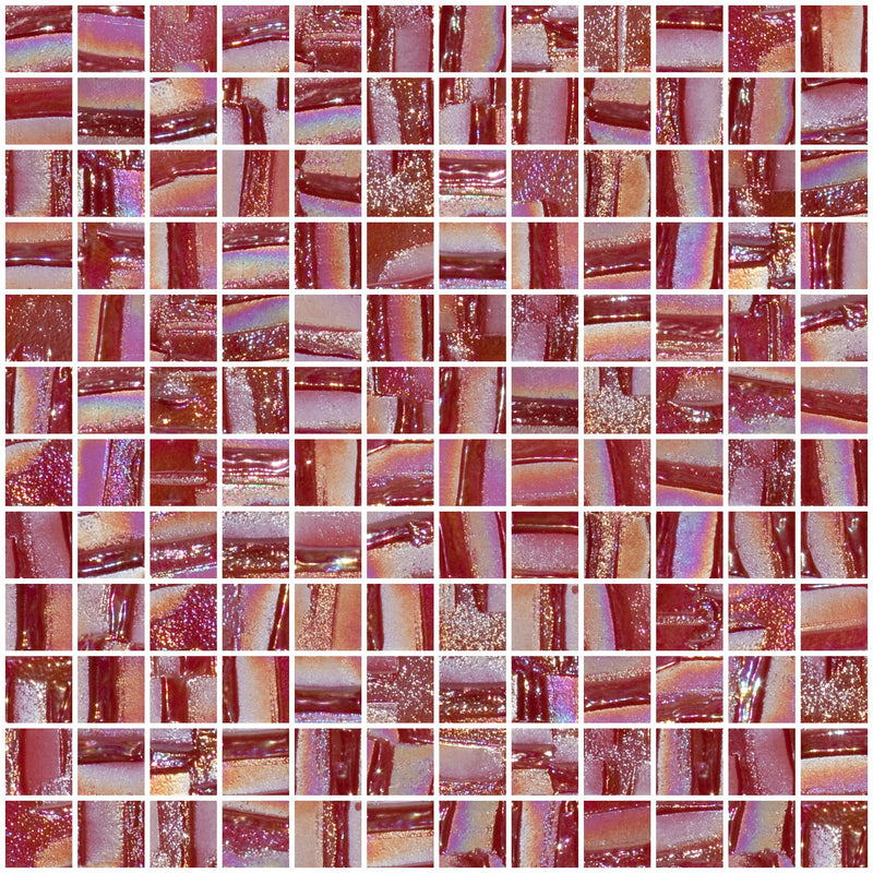 1 Inch Ruby Red Textured Recycled Glass Tile