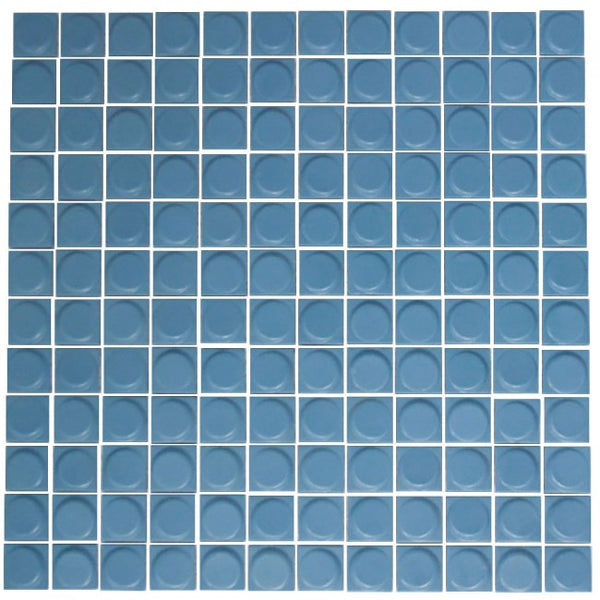 Matte Laguna Blue Raised Disc Recycled Glass Tile