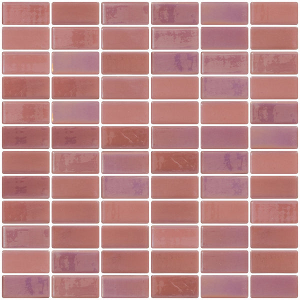 1x2 Inch Pink Iridescent Recycled Subway Glass Tile