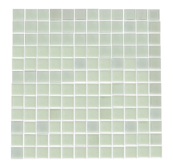 1 Inch Iridescent White Glow in the Dark Recycled Glass Tile - Glow Blue